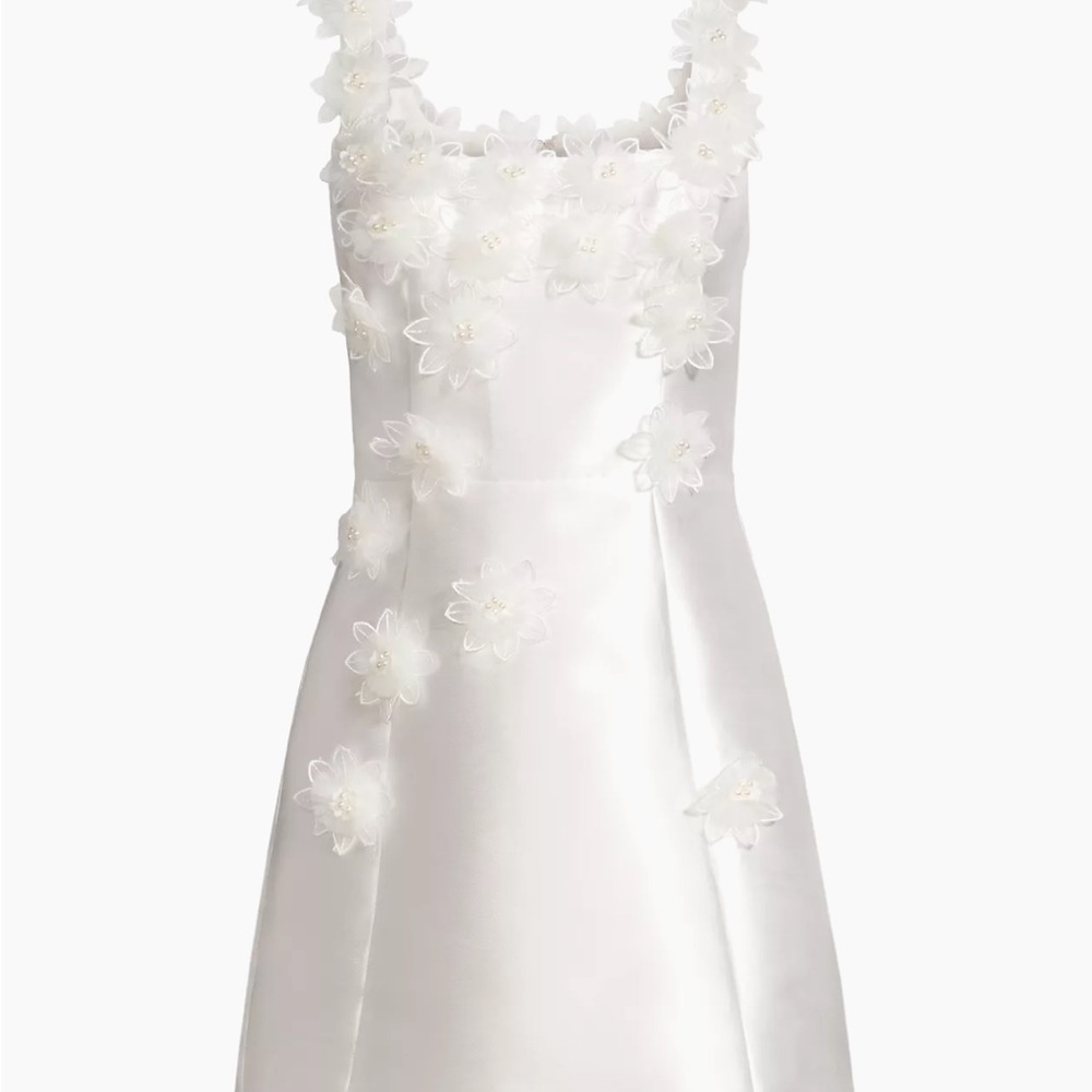 Elegant White Floral Midi Bridal Dress